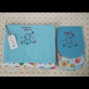Embroidered Baby Blanket with matching Burp Cloth
